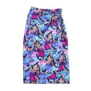 VTG! Native American Print Wrap‎ Tie Midi Skirt Boho 80s Dreamcatcher 8-10 M